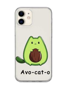 Прозорий чохол на iPhone 12 mini :: Котик Авокадо (принт 306)