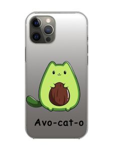Прозорий чохол на iPhone 12 Pro Max :: Котик Авокадо (принт 306)