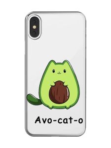 Прозорий чохол на iPhone X / XS :: Котик Авокадо (принт 306)