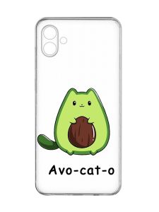 Прозорий чохол на Samsung Galaxy A04e/A042 :: Котик Авокадо (принт 306)