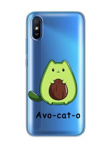 Прозорий чохол на Xiaomi Redmi 9A  :: Котик Авокадо (принт 306)