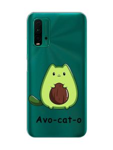 Прозорий чохол на Xiaomi Redmi 9T  :: Котик Авокадо (принт 306)