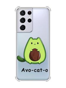 Чохол з потовщеними кутами на Samsung Galaxy S21 Ultra :: Котик Авокадо (принт 306)