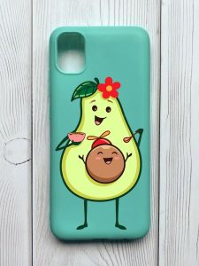 Матовий бірюзовий чохол на Samsung Galaxy A04E / A042 :: Малюк Авокадо (принт 309)