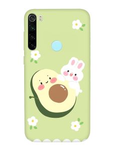 Матовий чохол з червоними боками на Xiaomi Redmi Note 8T :: Авокадо і зайченя (принт 311)