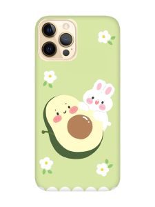 Матовий чохол з рожевими боками на Apple iPhone 12 Pro Max :: Авокадо і зайченя (принт 311)