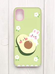 Матовий чохол з рожевими боками на Samsung Galaxy A04E/A042 :: Авокадо і зайченя (принт 311)