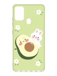 Матовий чохол з рожевими боками на Samsung Galaxy M30s/M21 :: Авокадо і зайченя (принт 311)