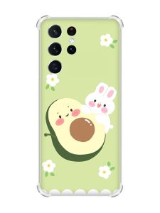 Чохол з потовщеними кутами на Samsung Galaxy S21 Ultra :: Авокадо і зайченя (принт 311)
