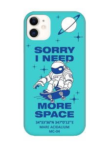 Матовий бірюзовий чохол на Apple iPhone 11 (6.1) :: Космонавт на скейті (принт 248)