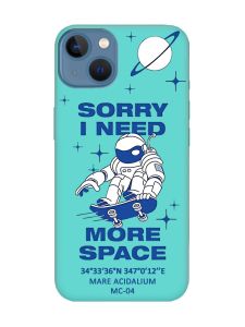 Матовий бірюзовий чохол на Apple iPhone 13 :: Космонавт на скейті (принт 248)