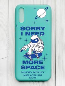 Матовий бірюзовий чохол на Xiaomi Redmi 9А :: Космонавт на скейті (принт 248)