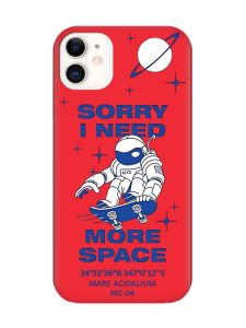 Матовий червоний чохол на Apple iPhone 11 (6.1) :: Космонавт на скейті (принт 248)