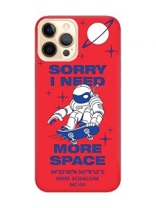 Матовий червоний чохол на Apple iPhone 12 Pro Max :: Космонавт на скейті (принт 248)