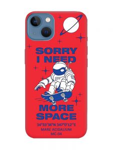 Матовий червоний чохол на Apple iPhone 13 :: Космонавт на скейті (принт 248)