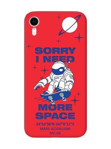 Матовий червоний чохол на Apple iPhone XR :: Космонавт на скейті (принт 248)