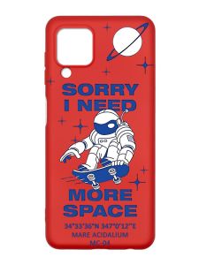Матовий червоний чохол на Samsung Galaxy A22 4G/M32/M22 :: Космонавт на скейті (принт 248)