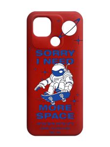 Матовий червоний чохол на Xiaomi Redmi 10C :: Космонавт на скейті (принт 248)