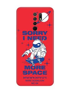 Матовий червоний чохол на Xiaomi Redmi 9 :: Космонавт на скейті (принт 248)