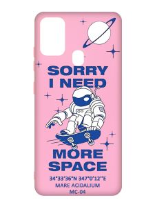Матовий рожевий чохол на Samsung Galaxy M30s/M21 :: Космонавт на скейті (принт 248)
