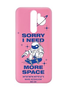 Матовий рожевий чохол на Xiaomi Redmi Note 8 Pro :: Космонавт на скейті (принт 248)