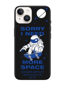 Матовий чорний чохол на Apple iPhone 14 :: Космонавт на скейті (принт 248)