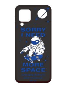 Матовий чорний чохол на Samsung Galaxy A22 4G/M32/M22 :: Космонавт на скейті (принт 248)