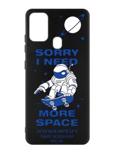 Матовий чорний чохол на Samsung Galaxy M30s/M21 :: Космонавт на скейті (принт 248)