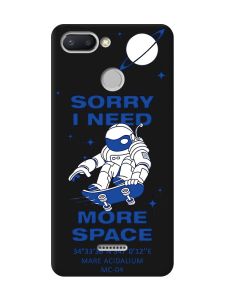 Матовий чорний чохол на Xiaomi Redmi 6 :: Космонавт на скейті (принт 248)