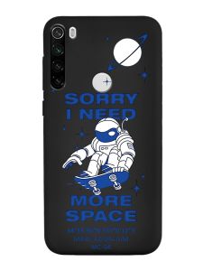 Матовий чорний чохол на Xiaomi Redmi Note 8T :: Космонавт на скейті (принт 248)