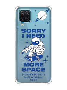 Чохол з потовщеними кутами на Samsung A12 4G :: Космонавт на скейті (принт 248)