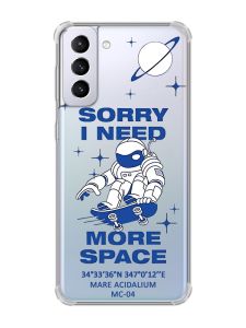 Чохол з потовщеними кутами на Samsung Galaxy S21 Plus :: Космонавт на скейті (принт 248)