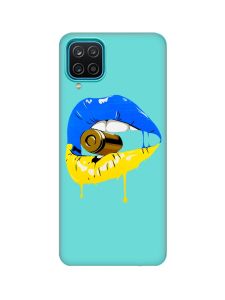 Матовий бірюзовий чохол на Samsung Galaxy A12 :: Губи і патрон (принт 264)