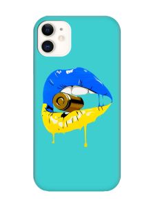 Матовий бірюзовий чохол на Apple iPhone 11 (6.1) :: Губи і патрон (принт 264)
