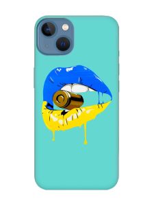 Матовий бірюзовий чохол на Apple iPhone 13 :: Губи і патрон (принт 264)