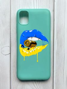 Матовий бірюзовий чохол на Samsung Galaxy A04E / A042 :: Губи і патрон (принт 264)