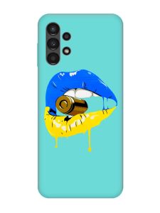 Матовий бірюзовий чохол на Samsung Galaxy A13 4G :: Губи і патрон (принт 264)