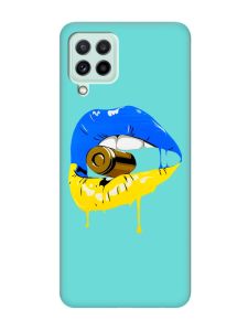 Матовий бірюзовий чохол на Samsung Galaxy A22 4G/ M32/ M22 :: Губи і патрон (принт 264)