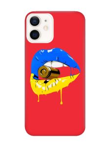 Матовий червоний чохол на Apple iPhone 12 / 12 Pro (6.1) :: Губи і патрон (принт 264)