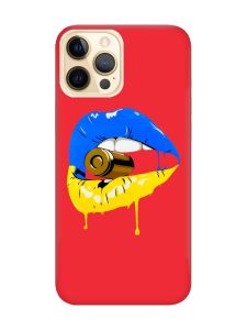 Матовий червоний чохол на Apple iPhone 12 Pro Max :: Губи і патрон (принт 264)