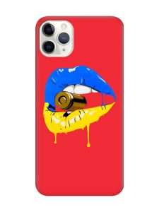 Матовий червоний чохол на iPhone 11 Pro Max (6.5) :: Губи і патрон (принт 264)