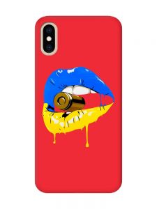 Матовий червоний чохол на iPhone XS MAX :: Губи і патрон (принт 264)