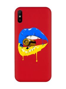 Матовий червоний чохол на Xiaomi Redmi 9A :: Губи і патрон (принт 264)