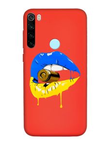 Матовий червоний чохол на Xiaomi Redmi Note 8T :: Губи і патрон (принт 264)