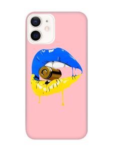 Матовий рожевий чохол на Apple iPhone 12 / 12 Pro (6.1) :: Губи і патрон (принт 264)