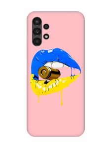 Матовий рожевий чохол на Samsung A13 4G :: Губи і патрон (принт 264)