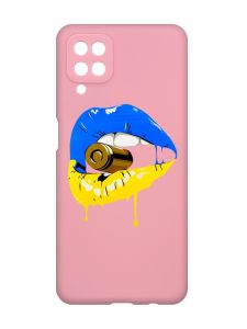 Матовий рожевий чохол на Samsung Galaxy A12 :: Губи і патрон (принт 264)