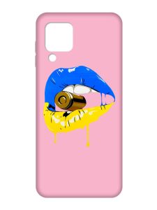 Матовий рожевий чохол на Samsung Galaxy A22 4G/M32/M22 :: Губи і патрон (принт 264)