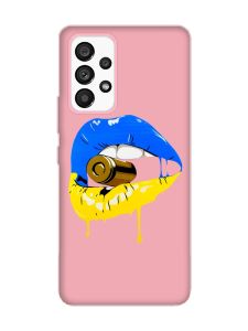 Матовий рожевий чохол на Samsung Galaxy A53 4G/5G :: Губи і патрон (принт 264)