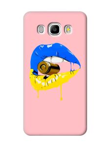 Матовий рожевий чохол на Samsung Galaxy J5(2016) J510 :: Губи і патрон (принт 264)
